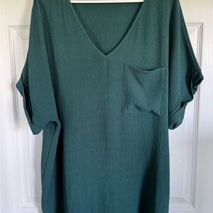 Elegant Green V-Neck Women's Top